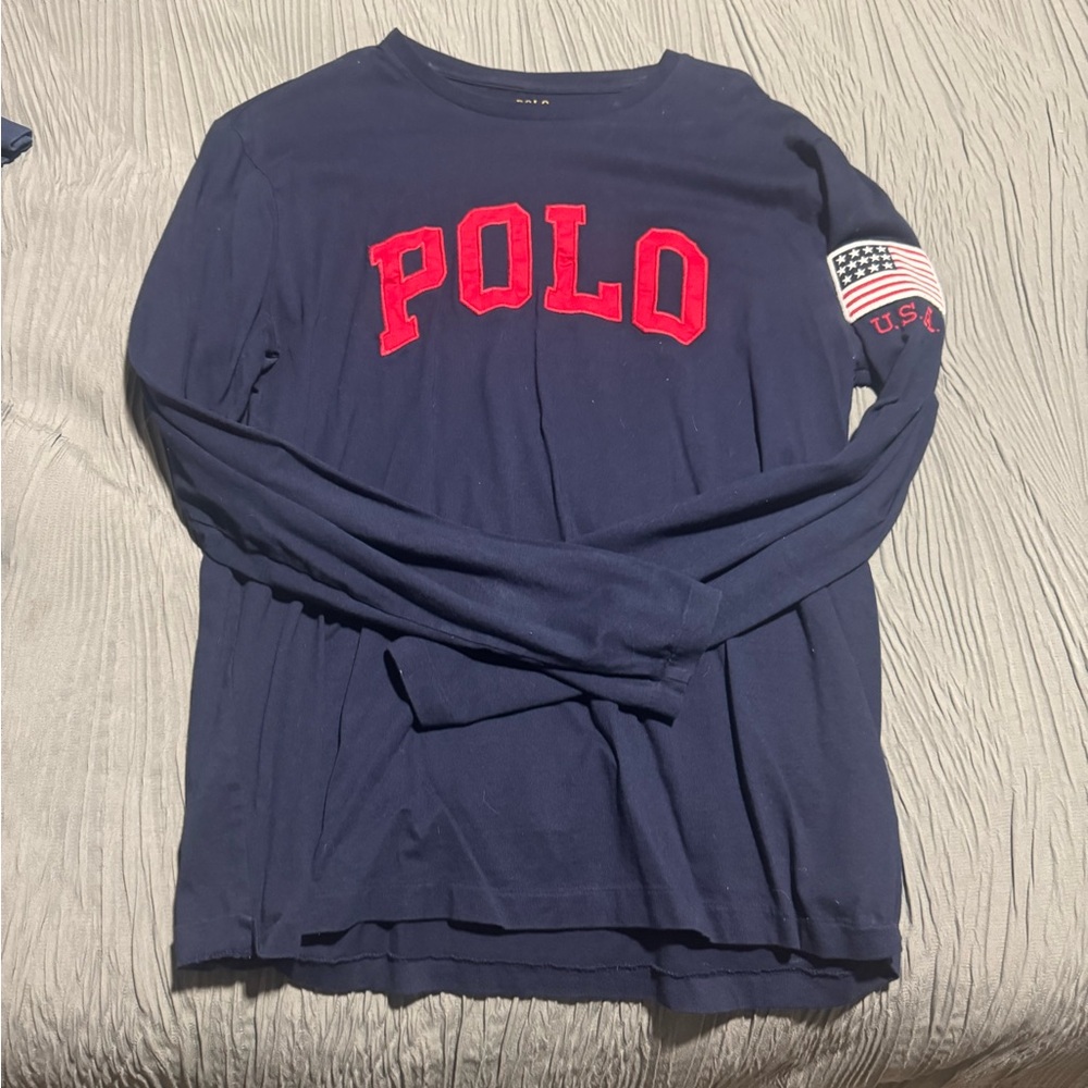 Ralph Lauren Navy Polo Shirt with Yellow Accents